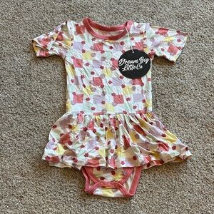 Dream Big Little Co Floral & Shell Skirted Bodysuit Pink & Yellow New 18-24 mon